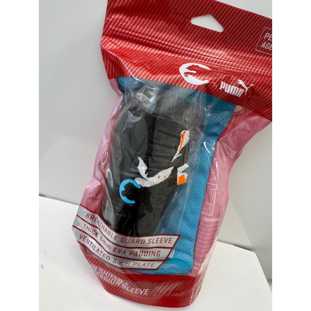 Puma Procat Proshield Shinguard PeeWee Age 5-7 Black Compression‎ Sleeve